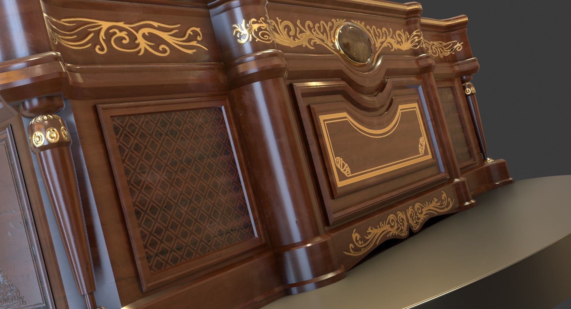 Vintage Big Commode Low-poly 3D model_10