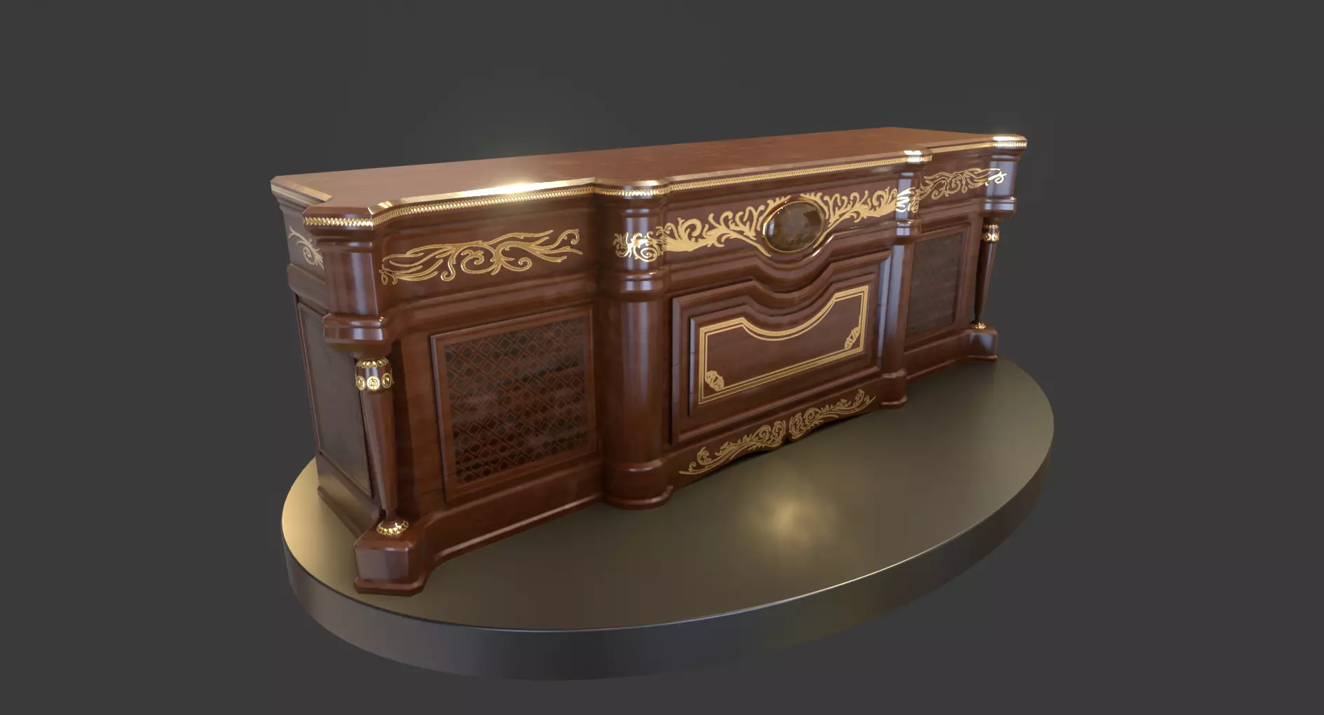 Vintage Big Commode Low-poly 3D model_0