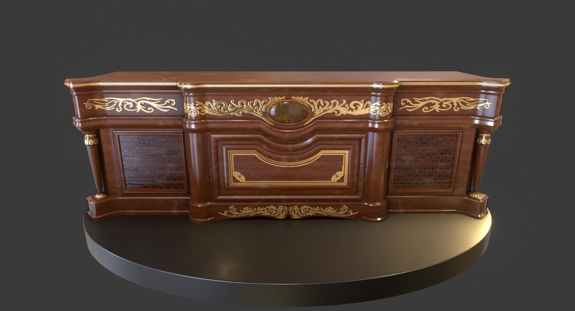 Vintage Big Commode Low-poly 3D model_2