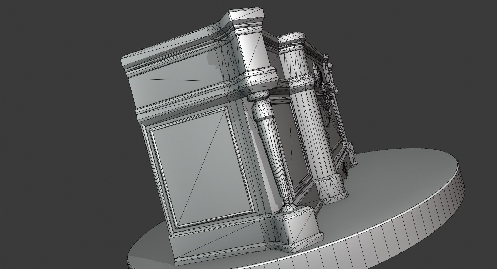 Vintage Big Commode Low-poly 3D model_7
