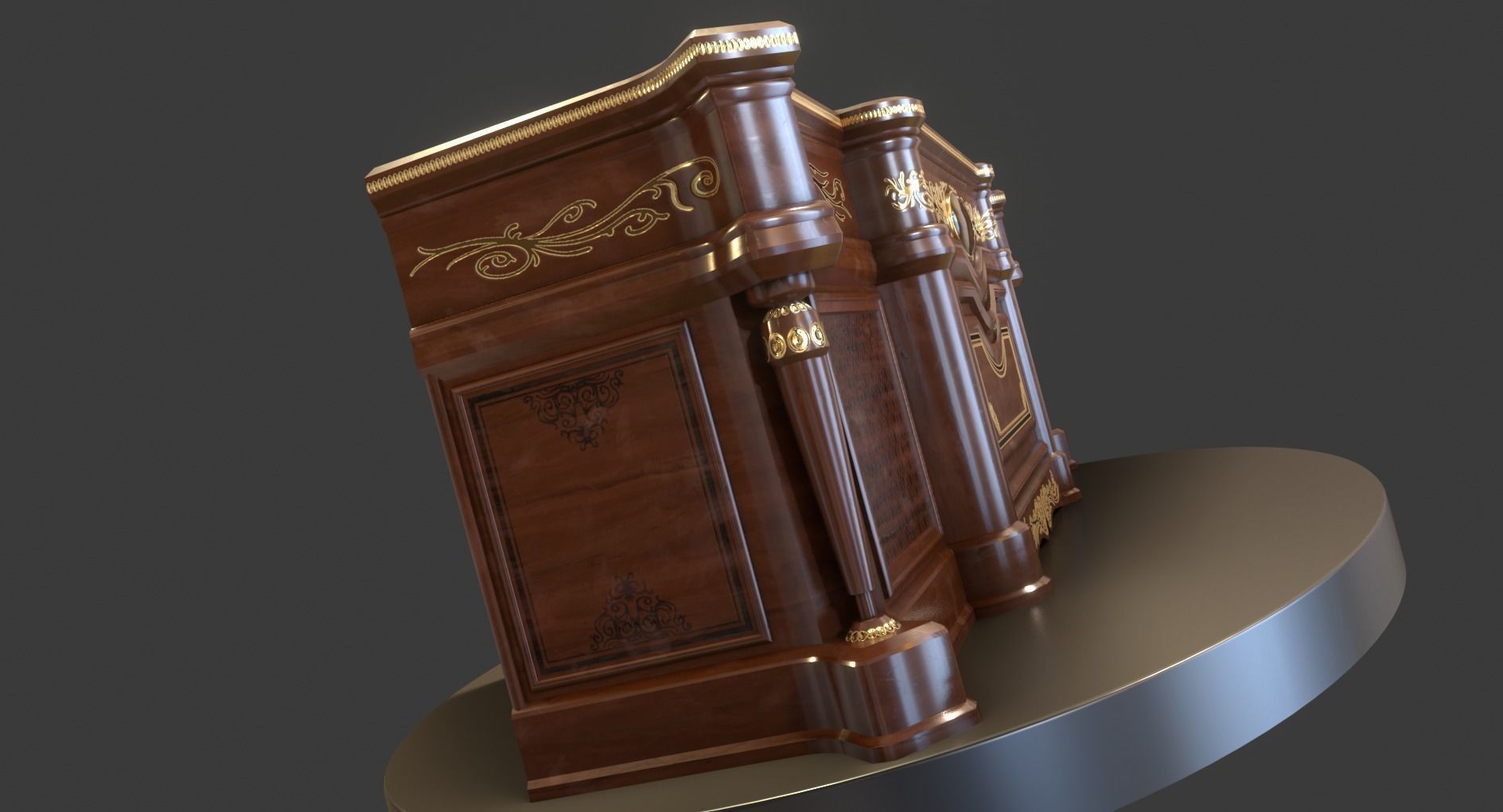 Vintage Big Commode Low-poly 3D model_6