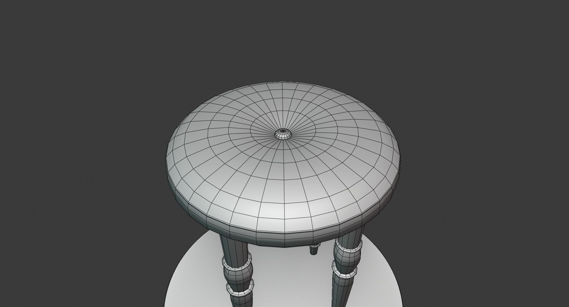 Vintage Wooden Stool Low-poly 3D model_5