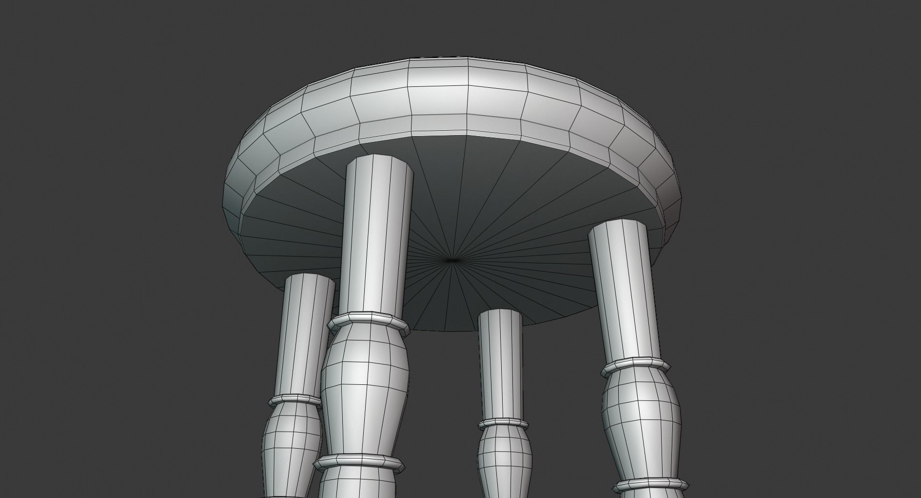 Vintage Wooden Stool Low-poly 3D model_9