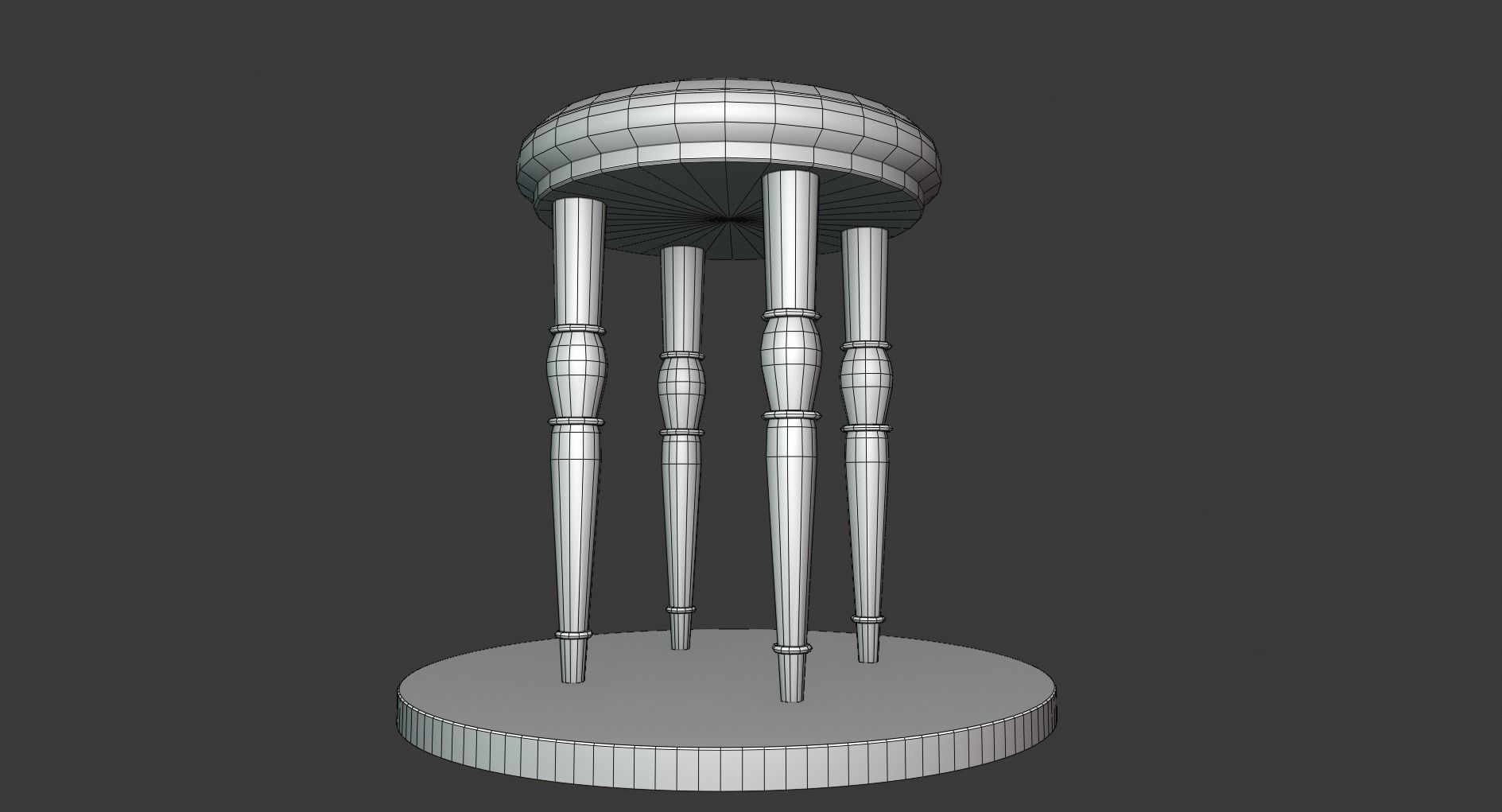 Vintage Wooden Stool Low-poly 3D model_3