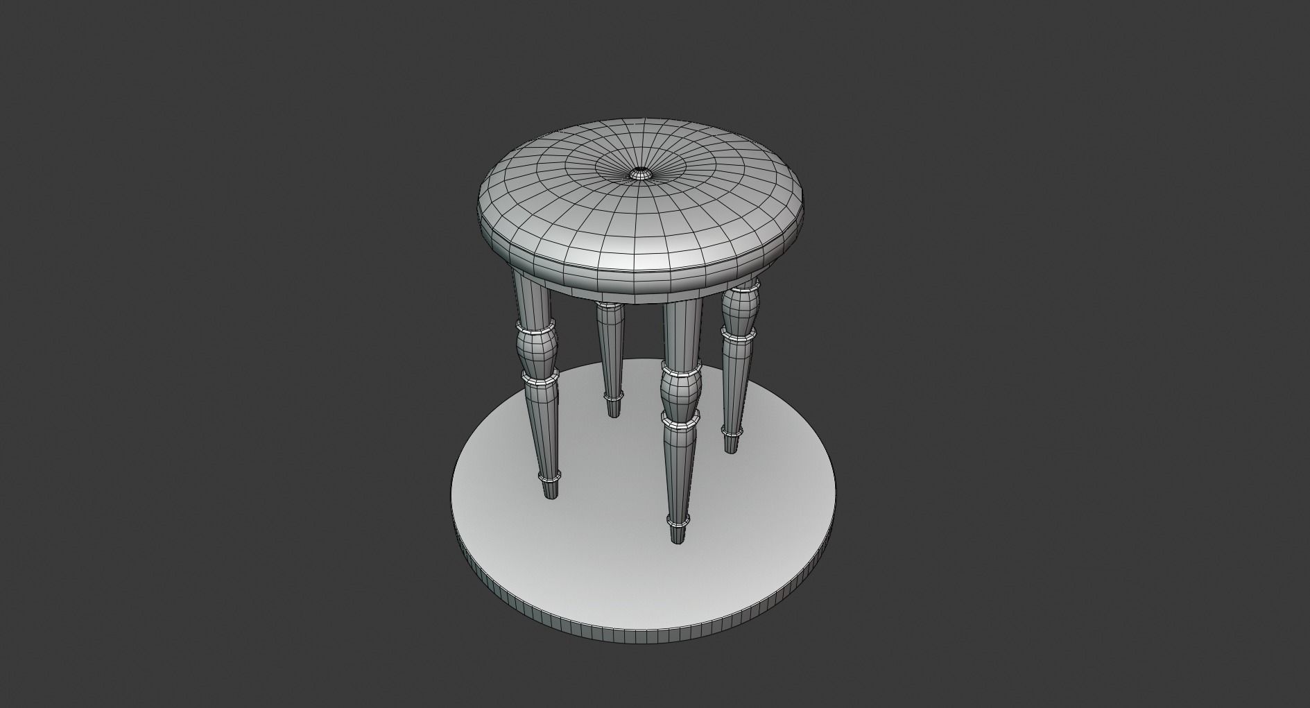 Vintage Wooden Stool Low-poly 3D model_1