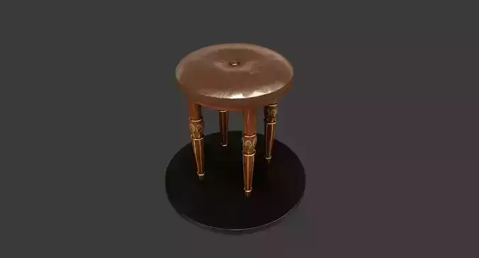 Vintage Wooden Stool Low-poly 3D model