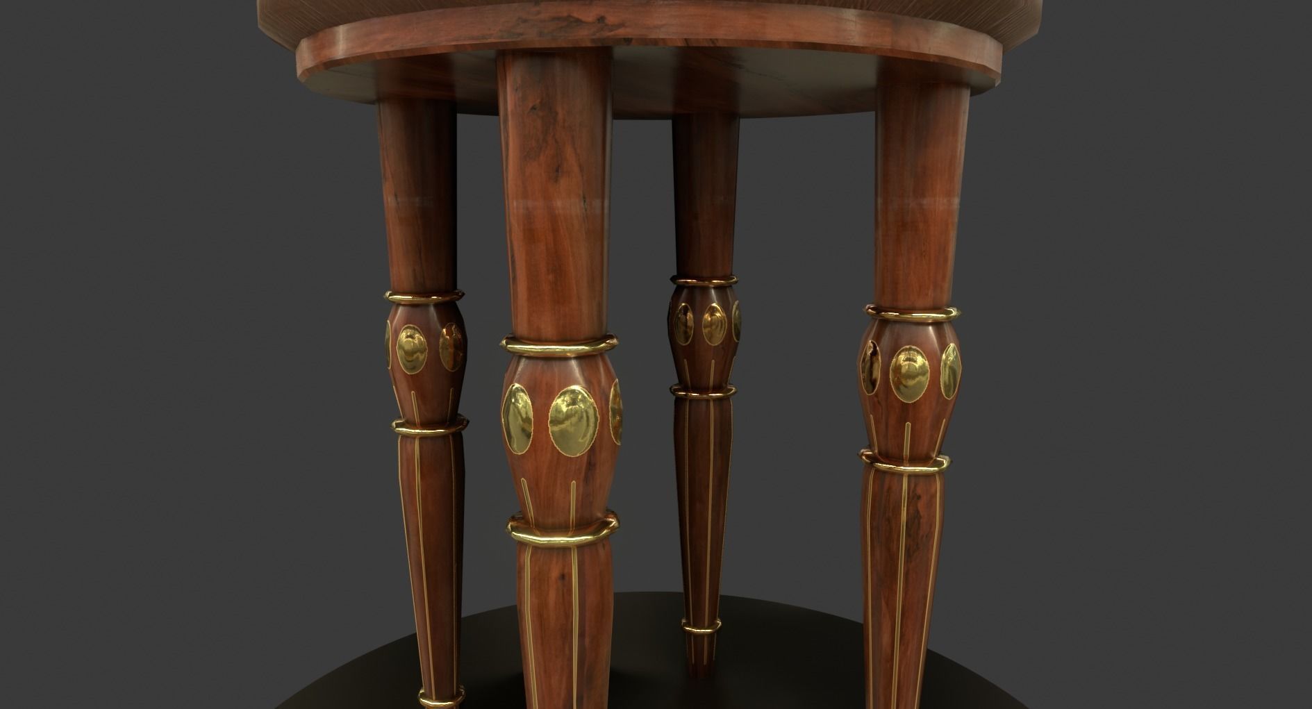 Vintage Wooden Stool Low-poly 3D model_6