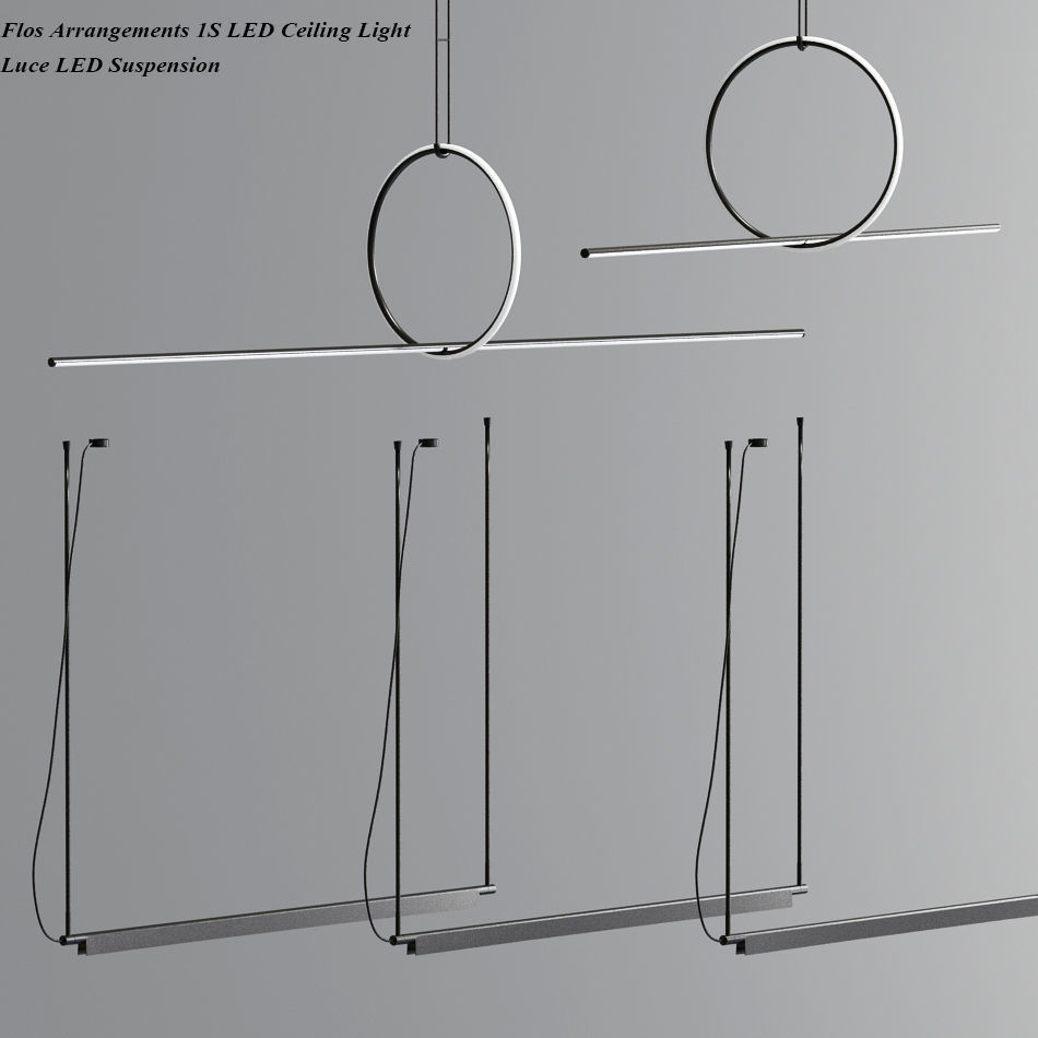 Flos Linear Suspension And Dora Pendant 3D model_4