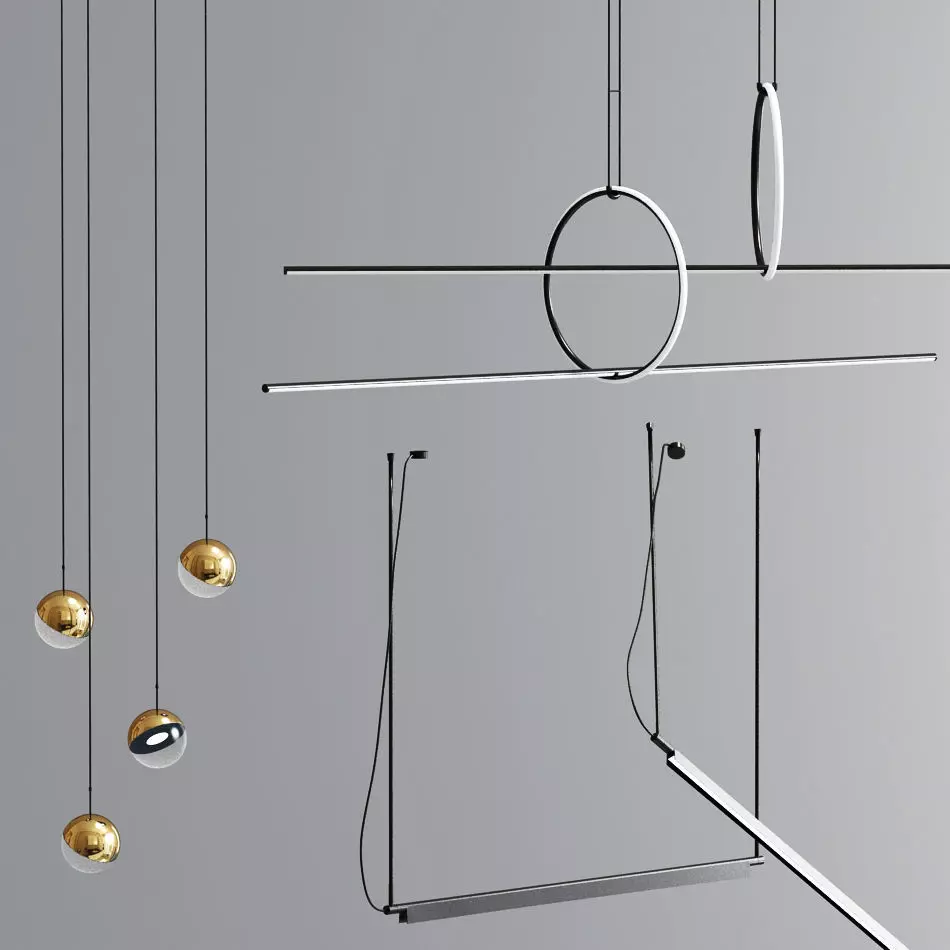 Flos Linear Suspension And Dora Pendant 3D model_0