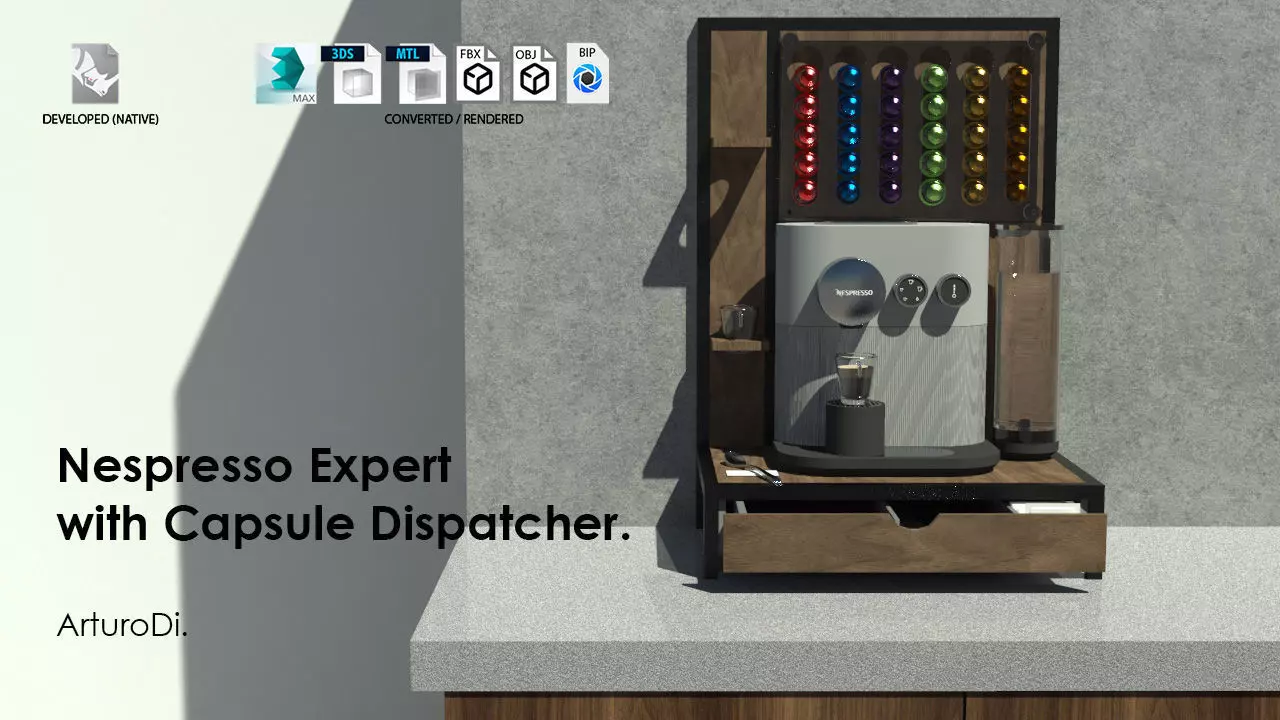 Nespresso Expert with capsule dispatcher 3D model_0