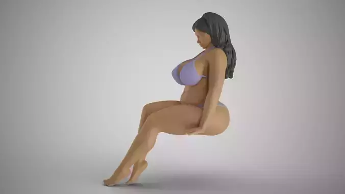 Sitting Woman Thinking 3 3D print model
