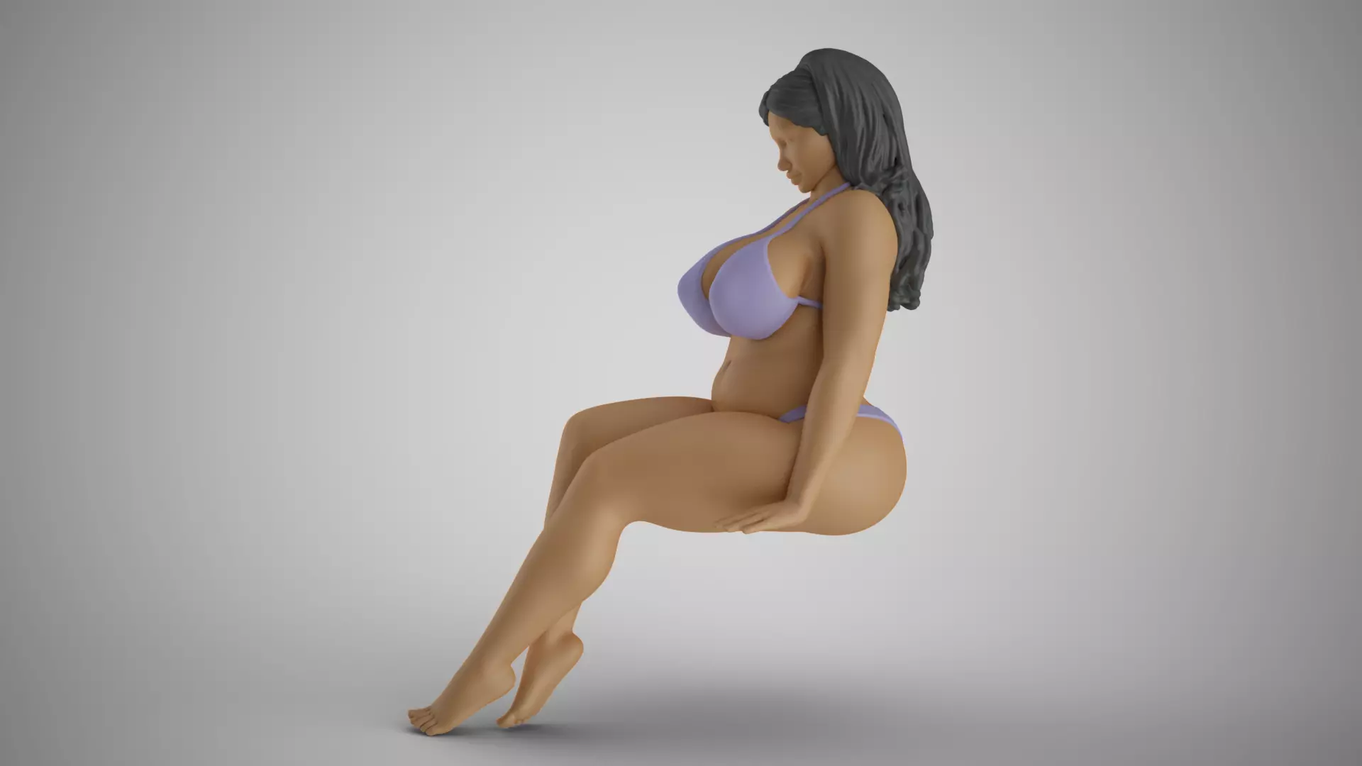 Sitting Woman Thinking 3 3D print model_0