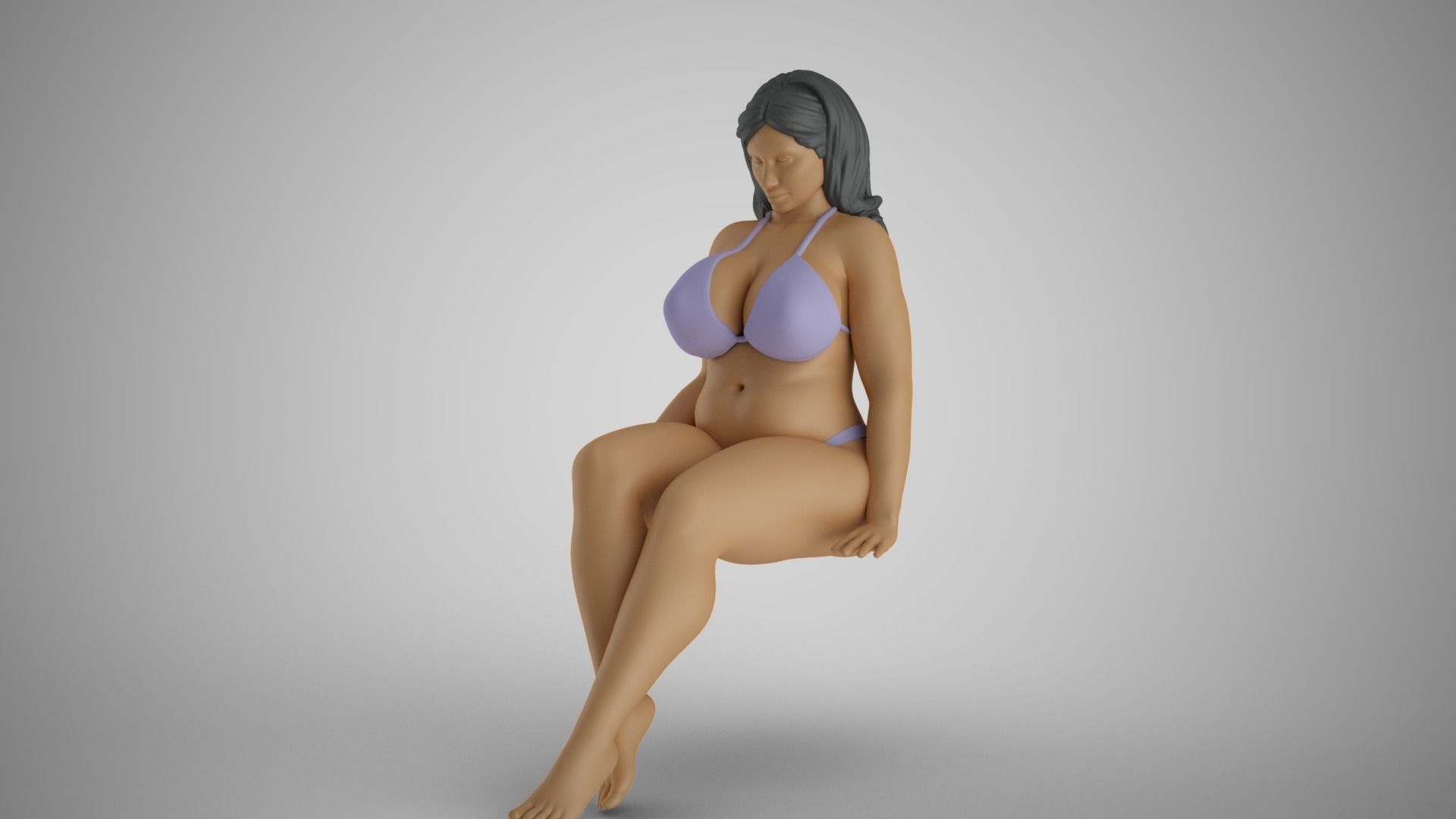 Sitting Woman Thinking 3 3D print model_4