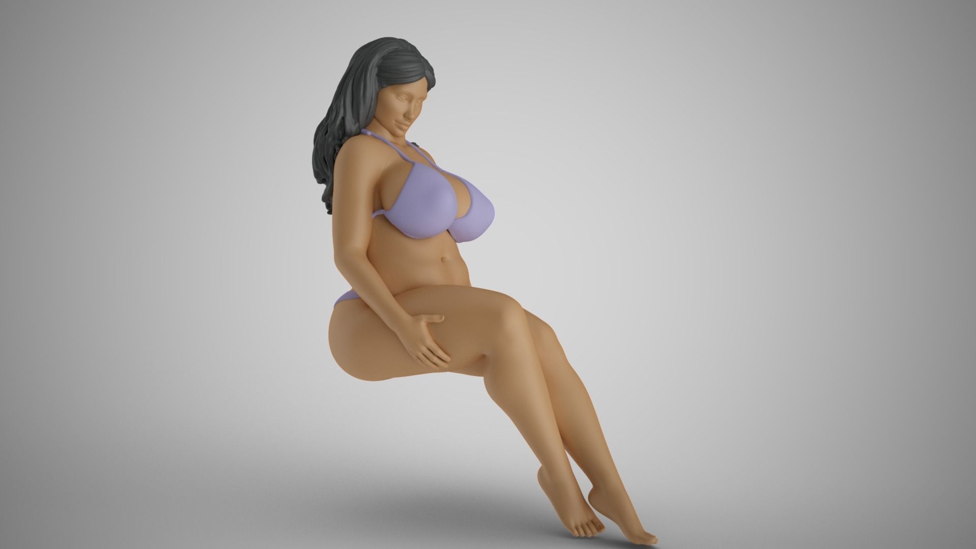Sitting Woman Thinking 3 3D print model_6