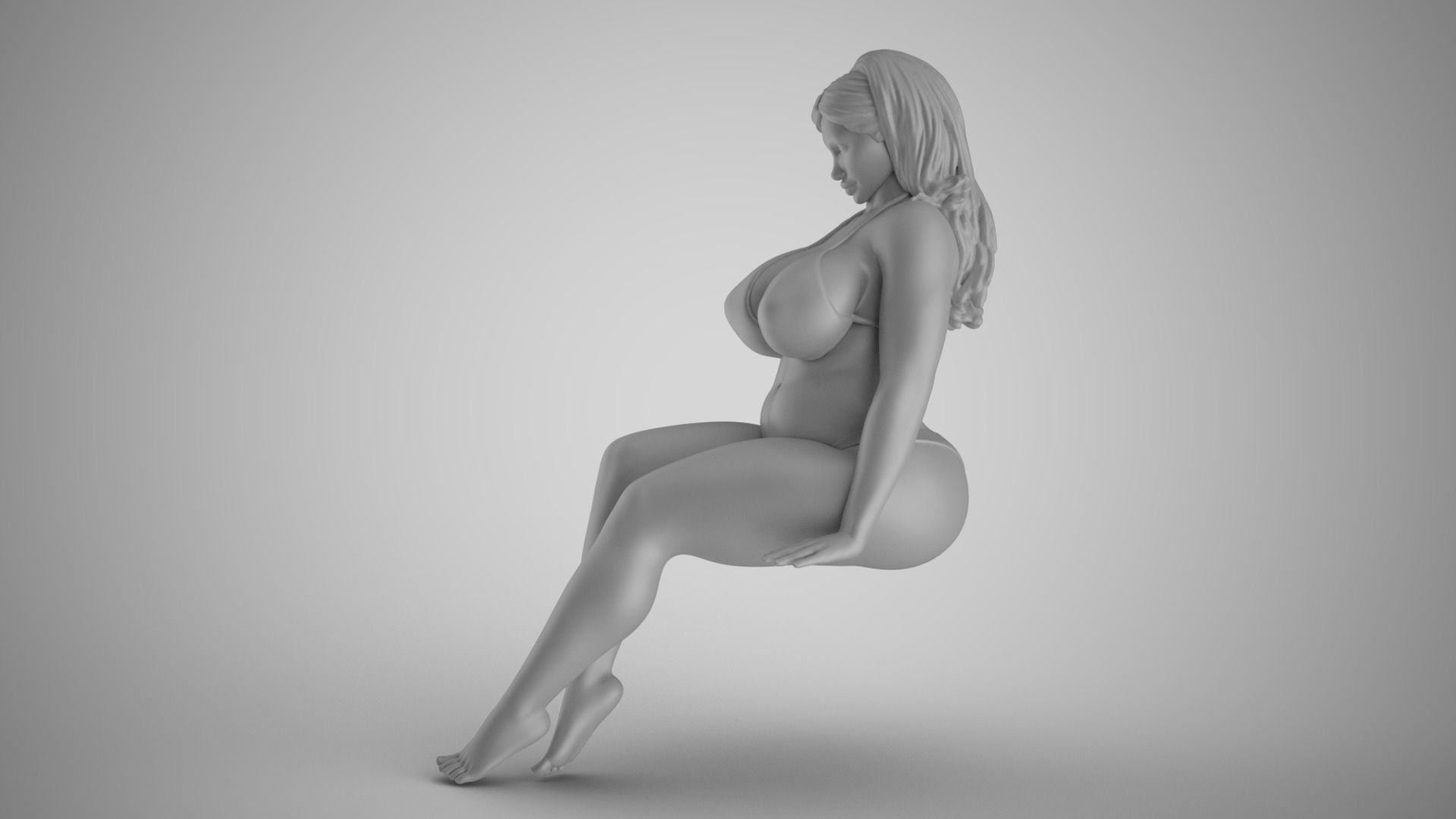 Sitting Woman Thinking 3 3D print model_2