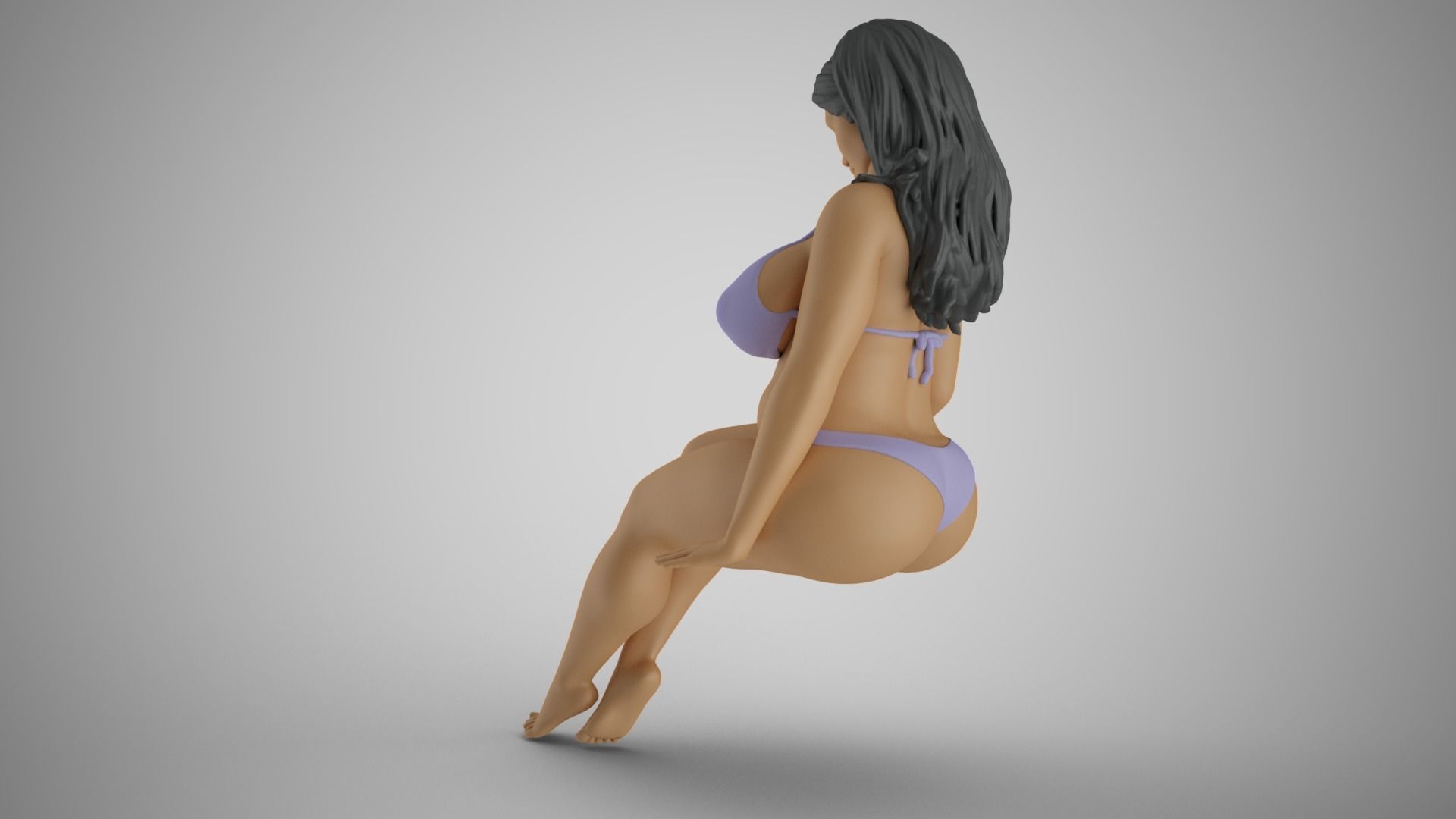Sitting Woman Thinking 3 3D print model_10