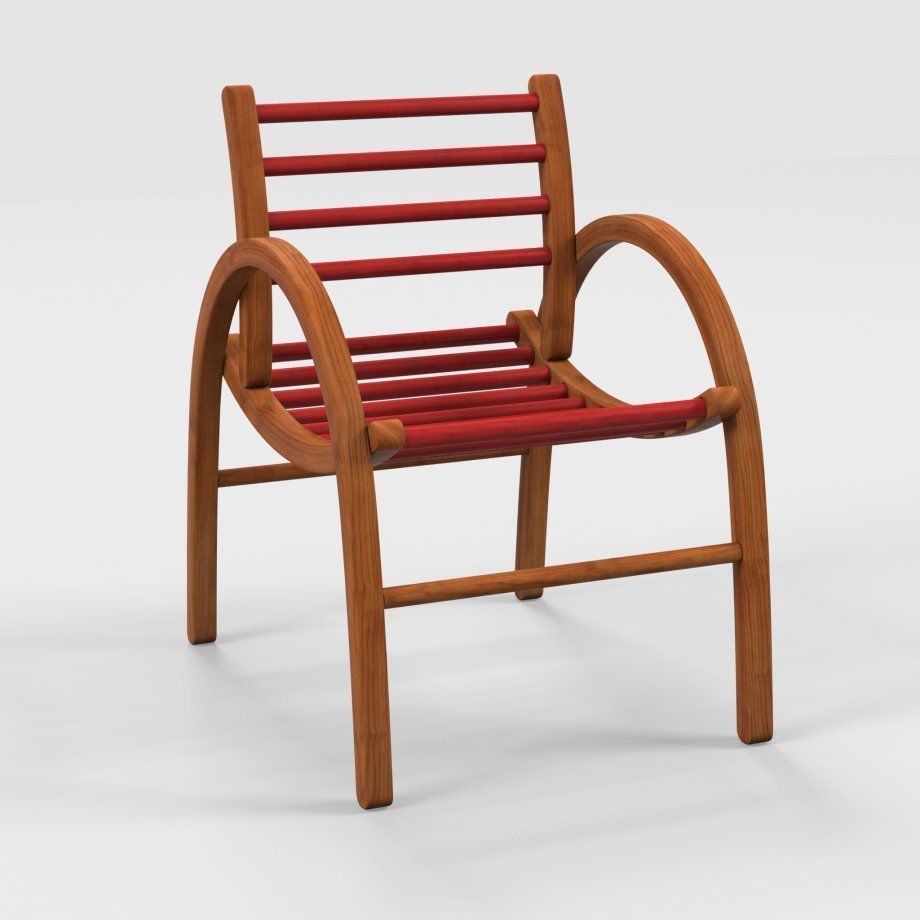 Wooden Chair Low-poly 3D model_3