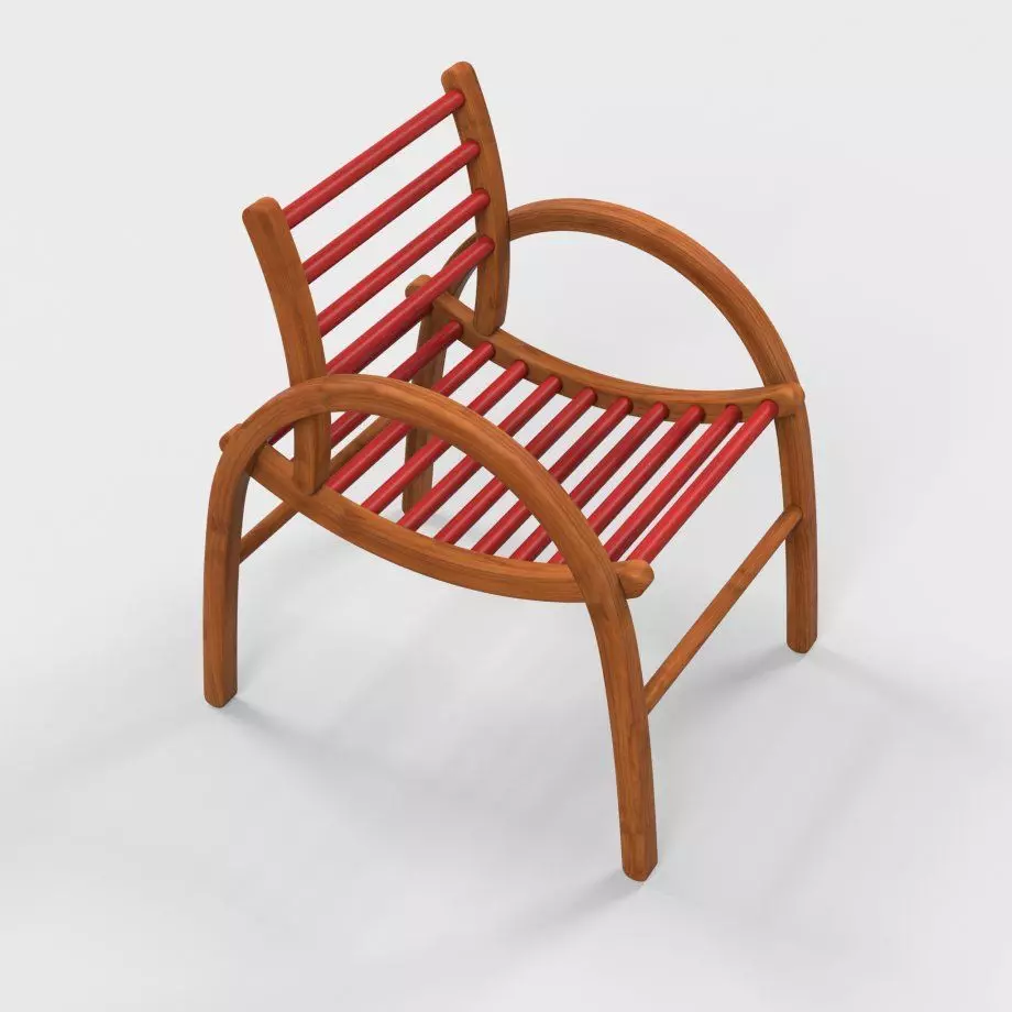 Wooden Chair Low-poly 3D model_0