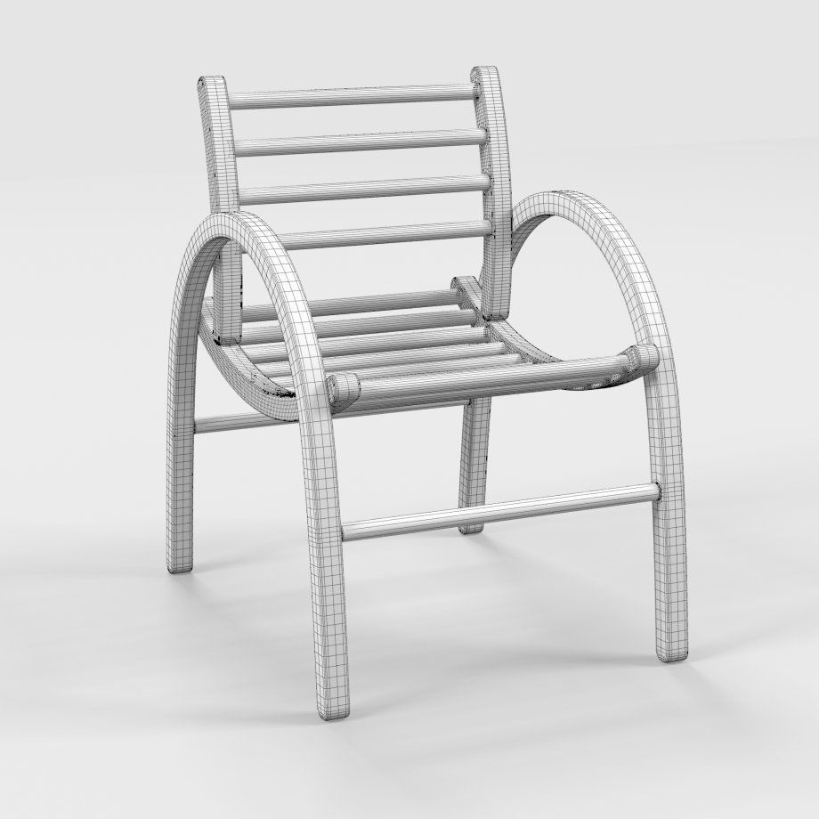 Wooden Chair Low-poly 3D model_2