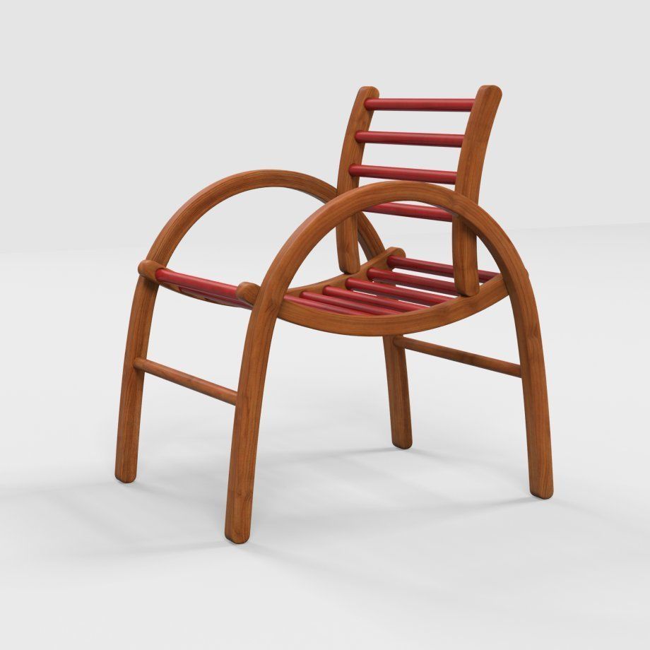 Wooden Chair Low-poly 3D model_1