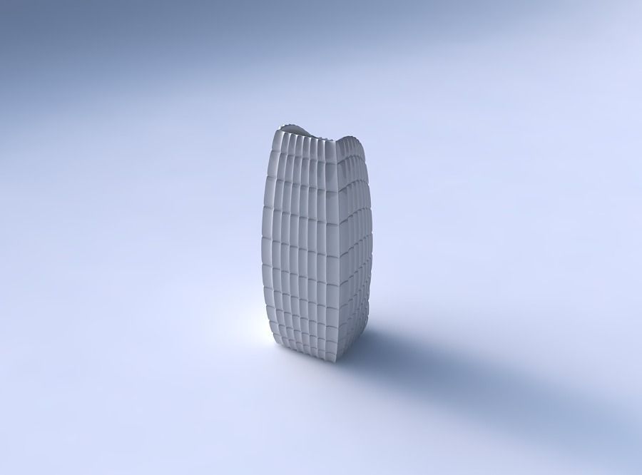 Vase arc rectangle with strange tiles 3D print model_3