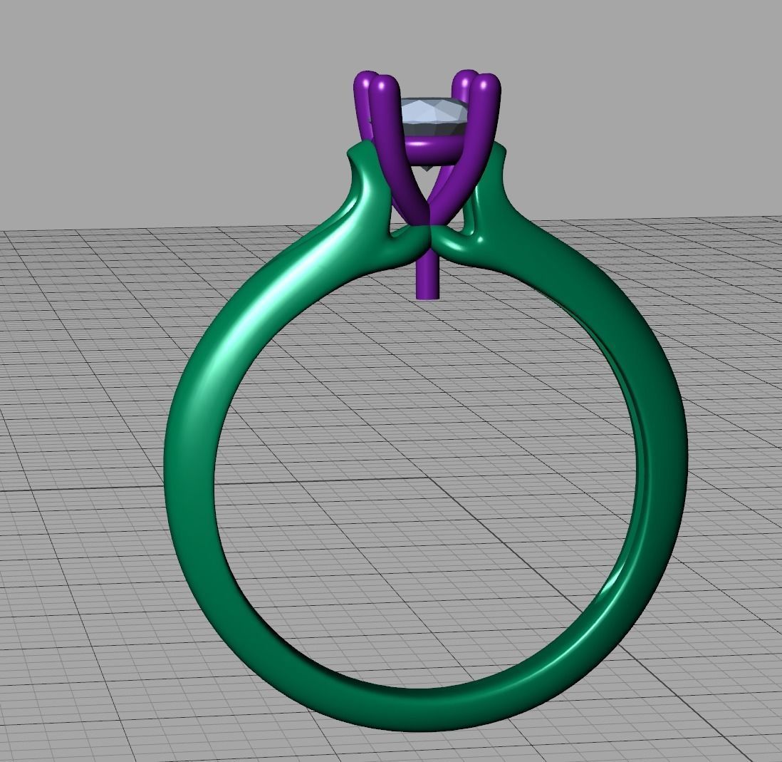 Solitaire Engagement ring Own design Paradise Four-Prong 3D print model_4