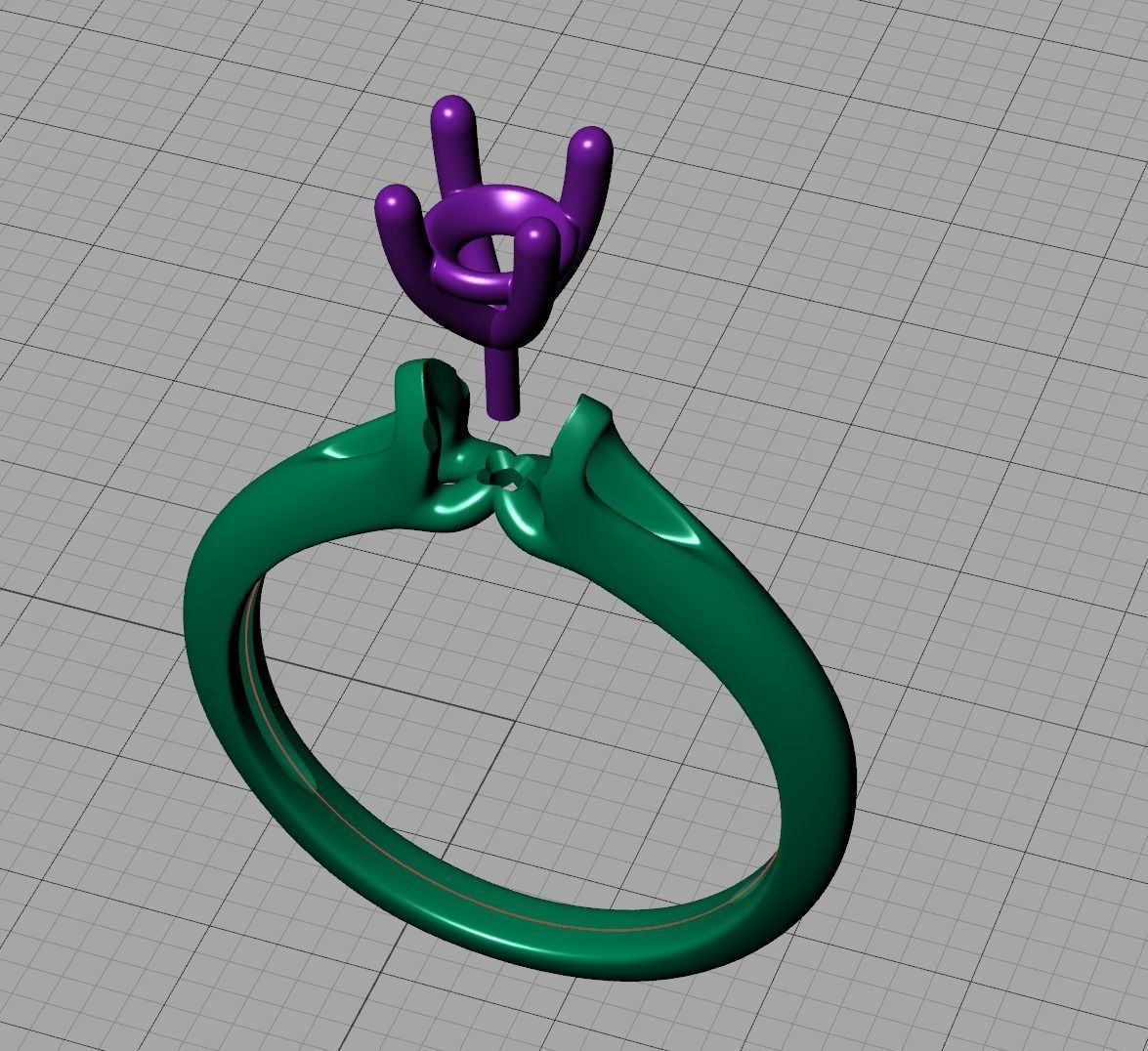 Solitaire Engagement ring Own design Paradise Four-Prong 3D print model_9