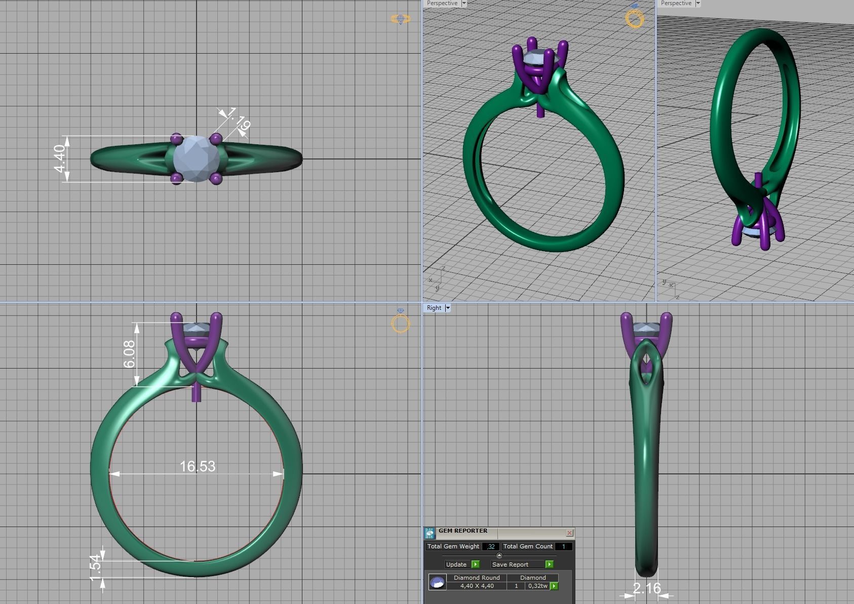 Solitaire Engagement ring Own design Paradise Four-Prong 3D print model_2