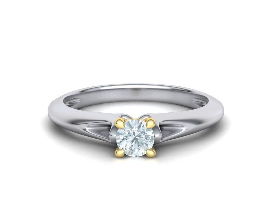 Solitaire Engagement ring Own design Paradise Four-Prong 3D print model_11