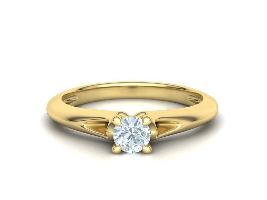 Solitaire Engagement ring Own design Paradise Four-Prong 3D print model_13