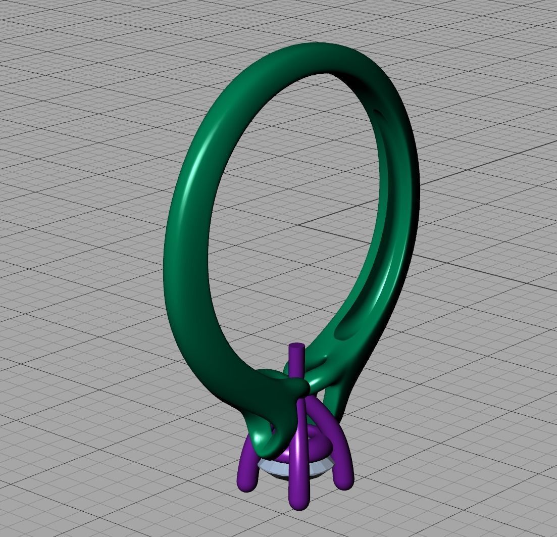 Solitaire Engagement ring Own design Paradise Four-Prong 3D print model_7