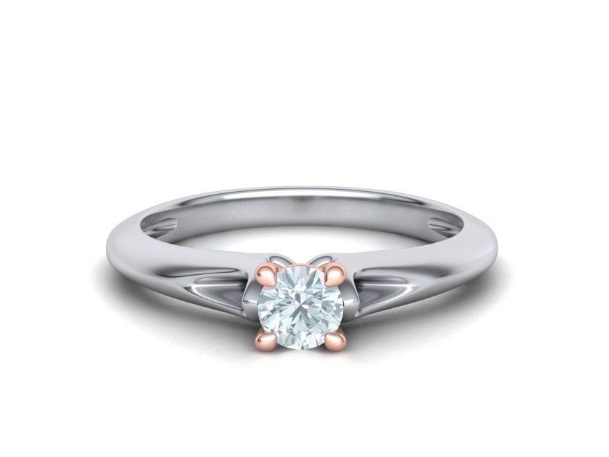 Solitaire Engagement ring Own design Paradise Four-Prong 3D print model_12