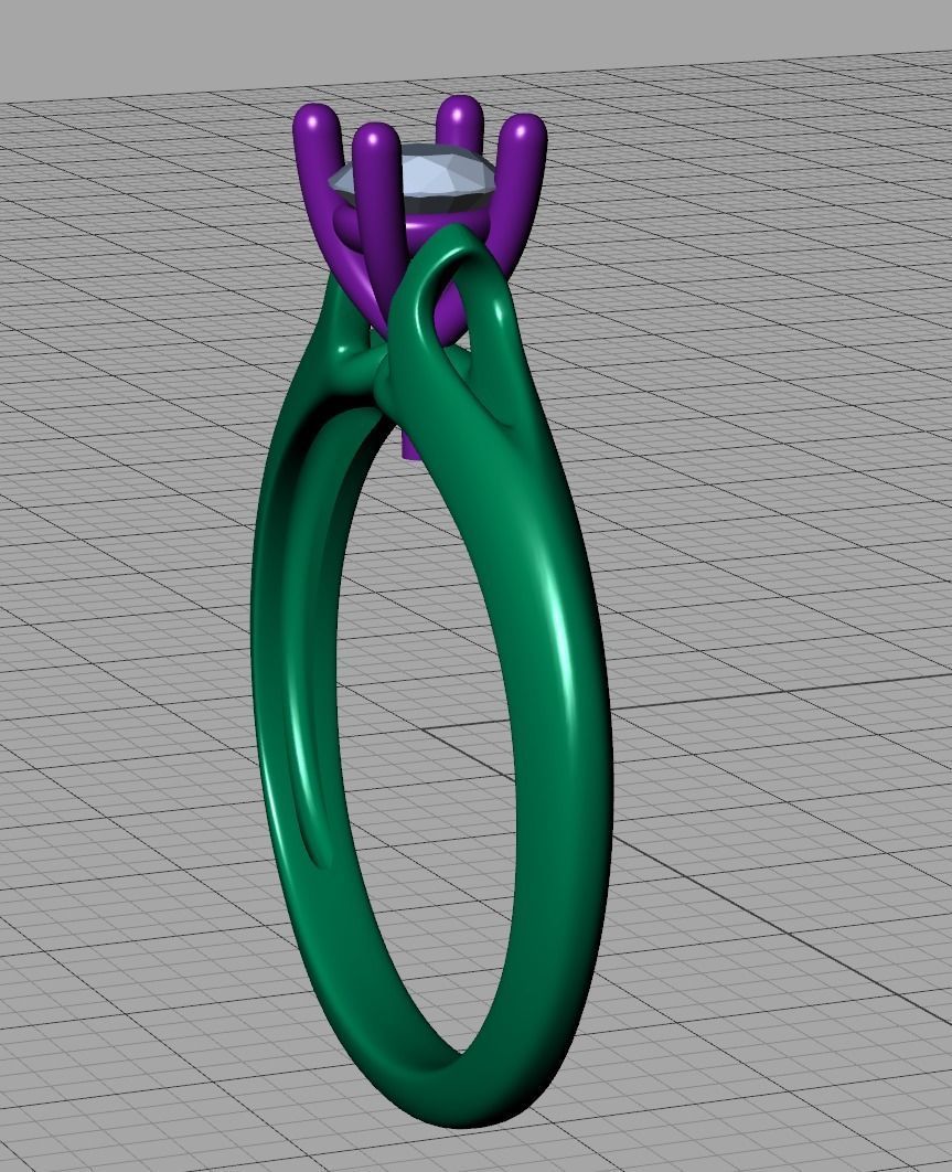 Solitaire Engagement ring Own design Paradise Four-Prong 3D print model_5