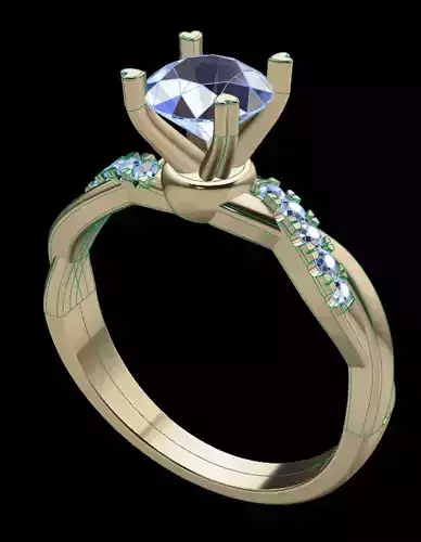 Antique Dainty Twist Round Diamond Engagement Ring