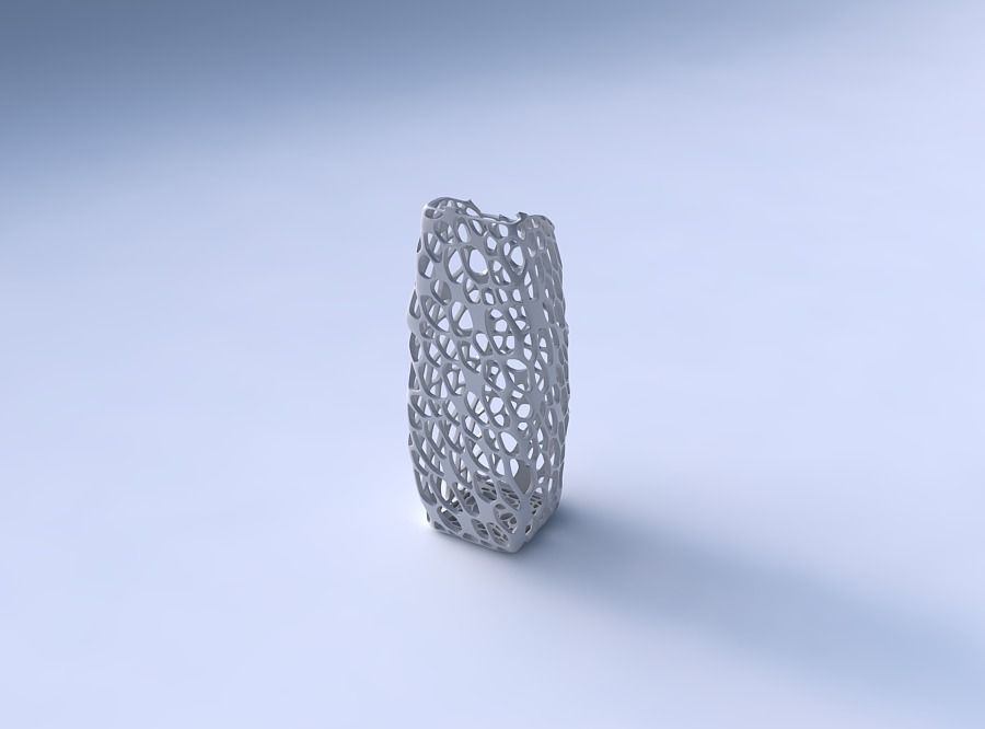 Vase arc rectangle with twisted dense organic lattice 3D print model_3