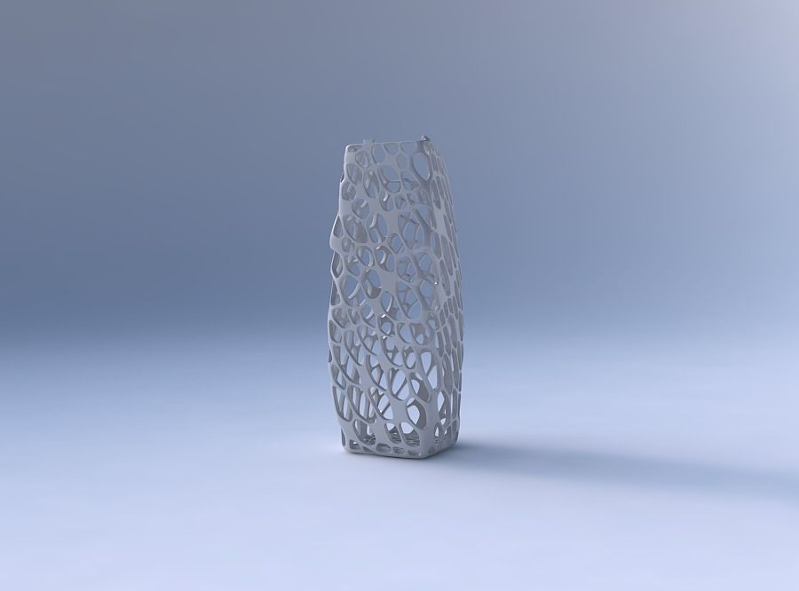 Vase arc rectangle with twisted dense organic lattice 3D print model_4