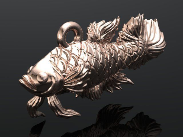 Siamese fighting fish pendant 3D print model_1