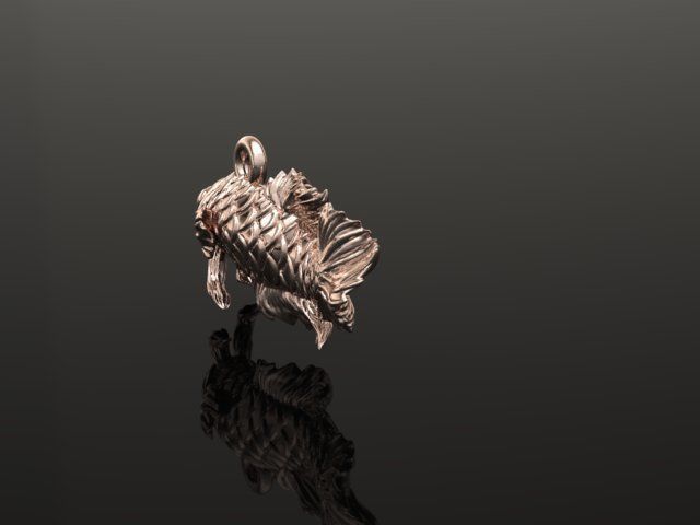 Siamese fighting fish pendant 3D print model_8
