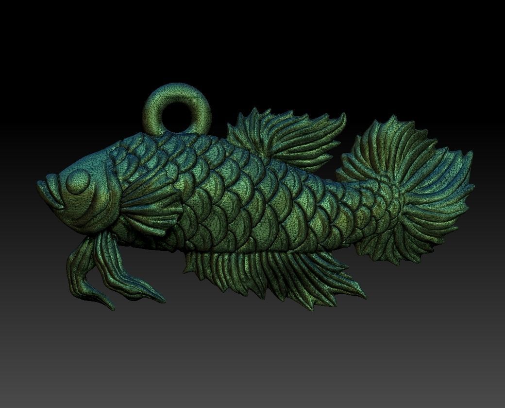 Siamese fighting fish pendant 3D print model_5