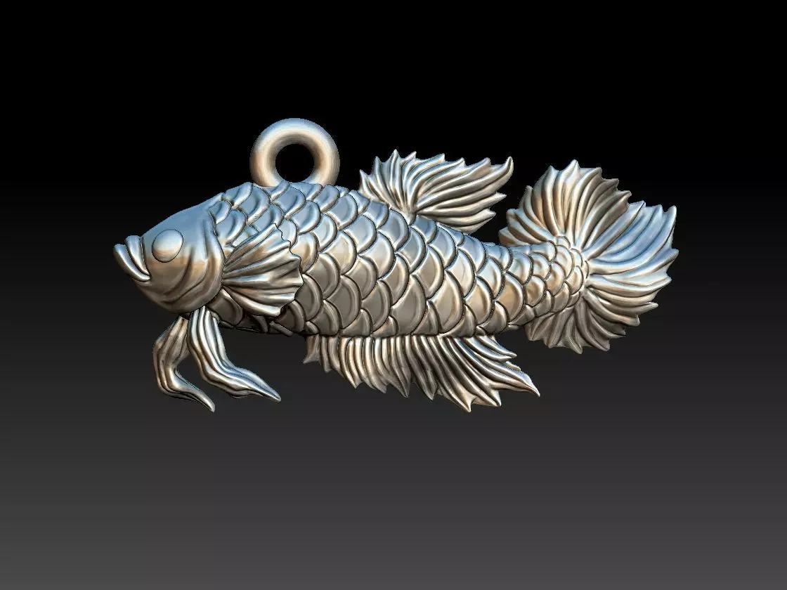 Siamese fighting fish pendant 3D print model_0