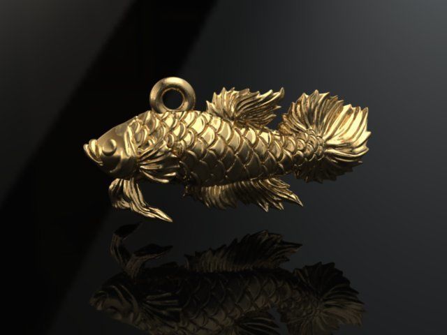 Siamese fighting fish pendant 3D print model_6