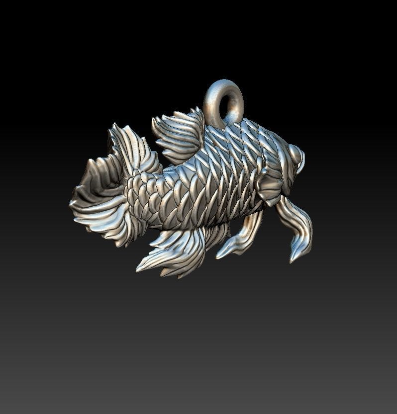 Siamese fighting fish pendant 3D print model_4