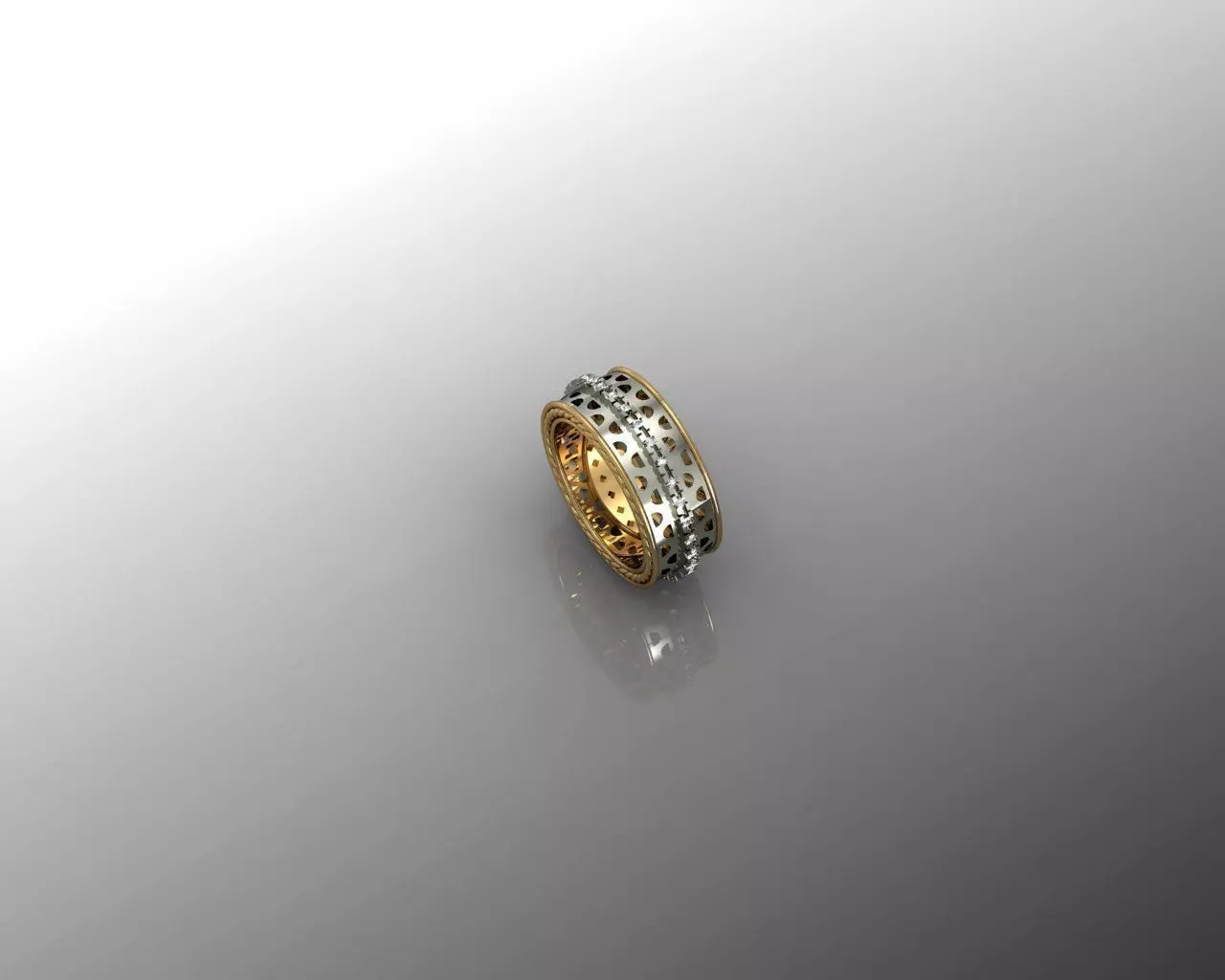 Ring gold and diamond 3D print model_0