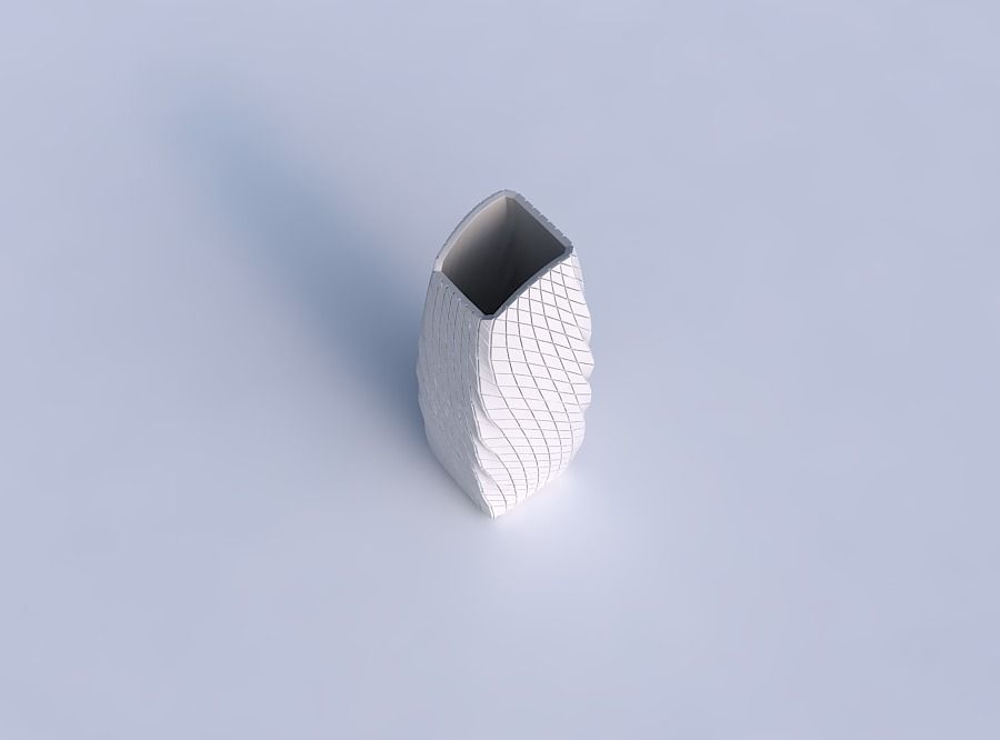 Vase arc rectangle with twisted diagonal grid plates 3D print model_1