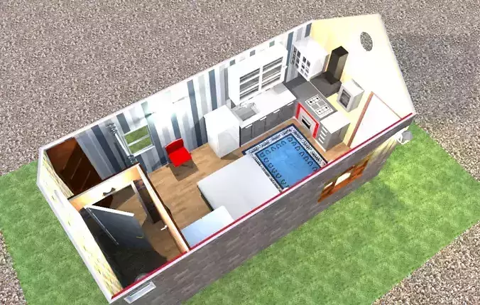 1 room house 3D model