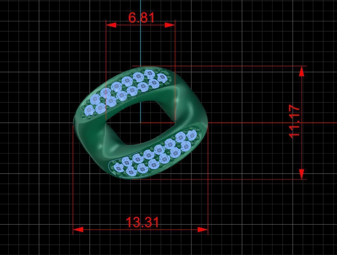 Miami cuban link chain bracelet with gems 0147 3D print model_10