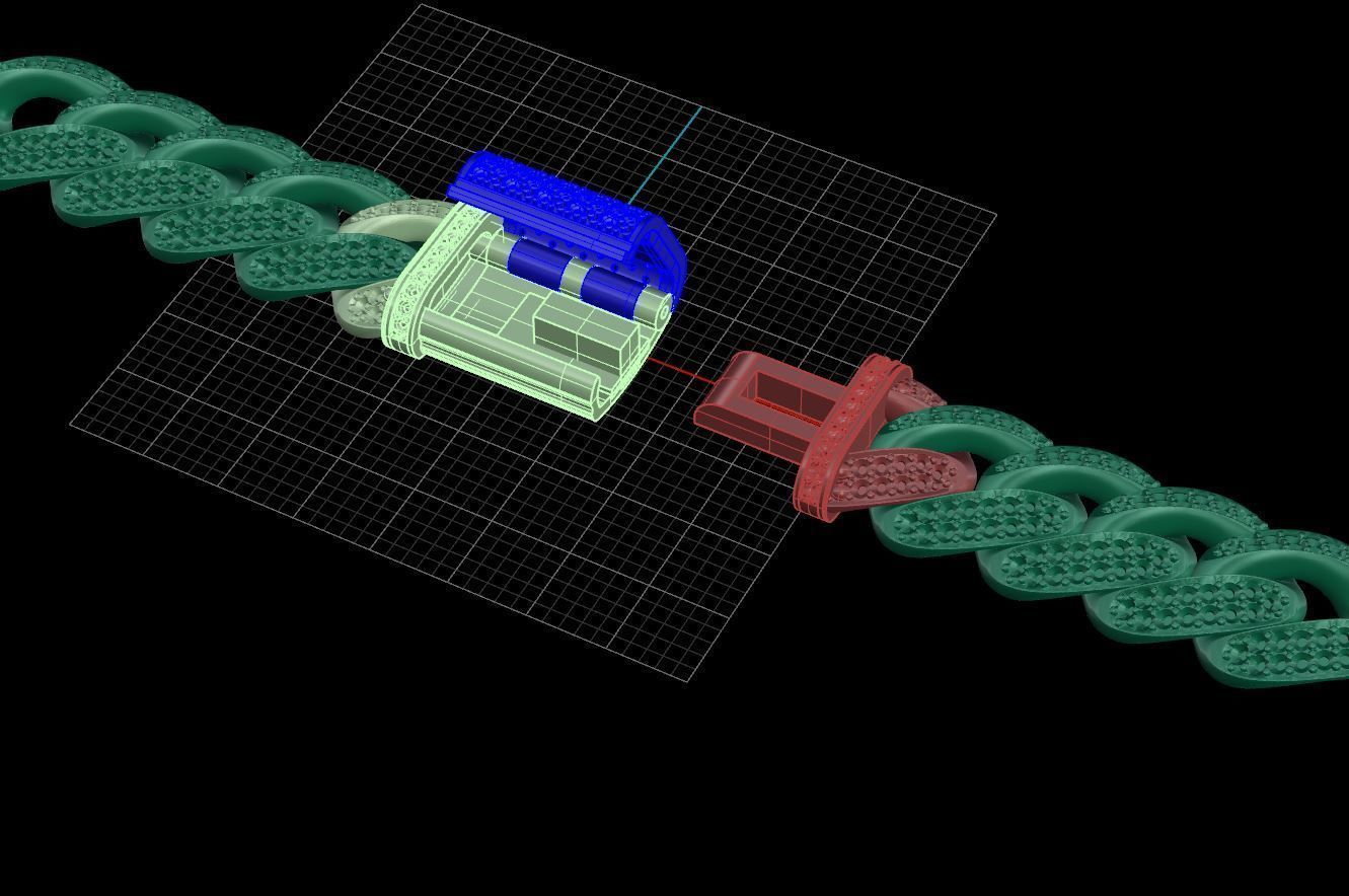 Miami cuban link chain bracelet with gems 0147 3D print model_14