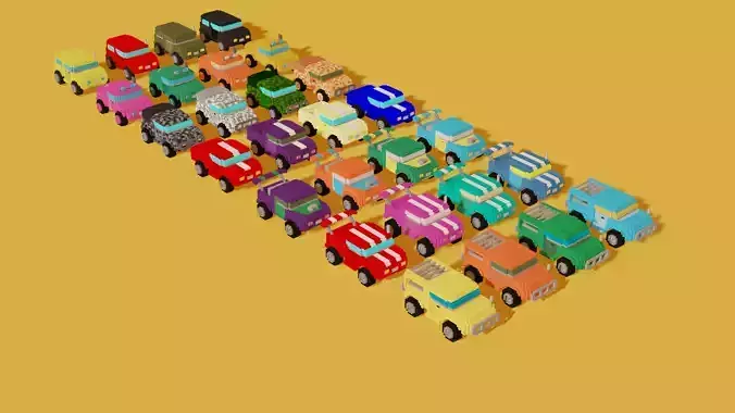 Voxel Cars Pack Low-poly 3D model