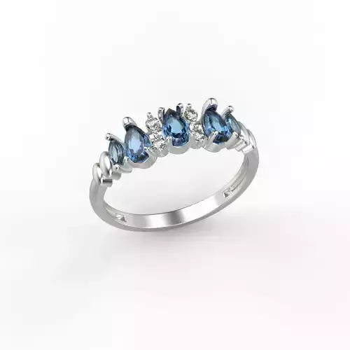 wedding engagement women ring with gems CAD 3dm stl