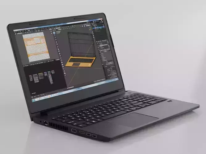 Laptop on desk 3D model